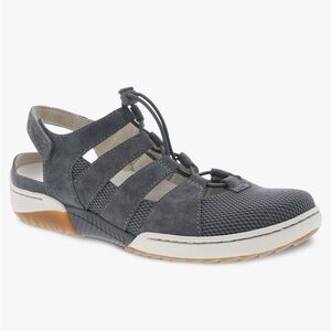 Dansko Riona Slate Suede Sandals Flats Black